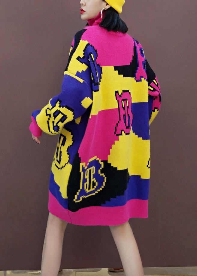 レディース クリスマス イエロー レタープリント ニットセーターワンピース プラスサイズ Oネック ゆったり ヒップスター風 ニットワンピース